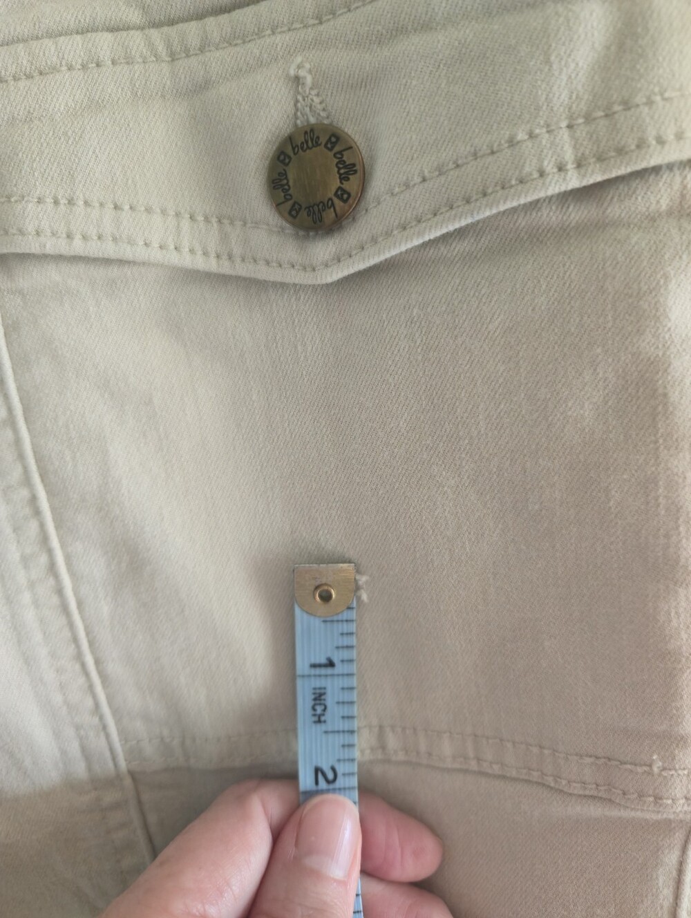 Belle by Kim Gravel Cream Women's Casual Stretch Jeans - Picture 6 of 14